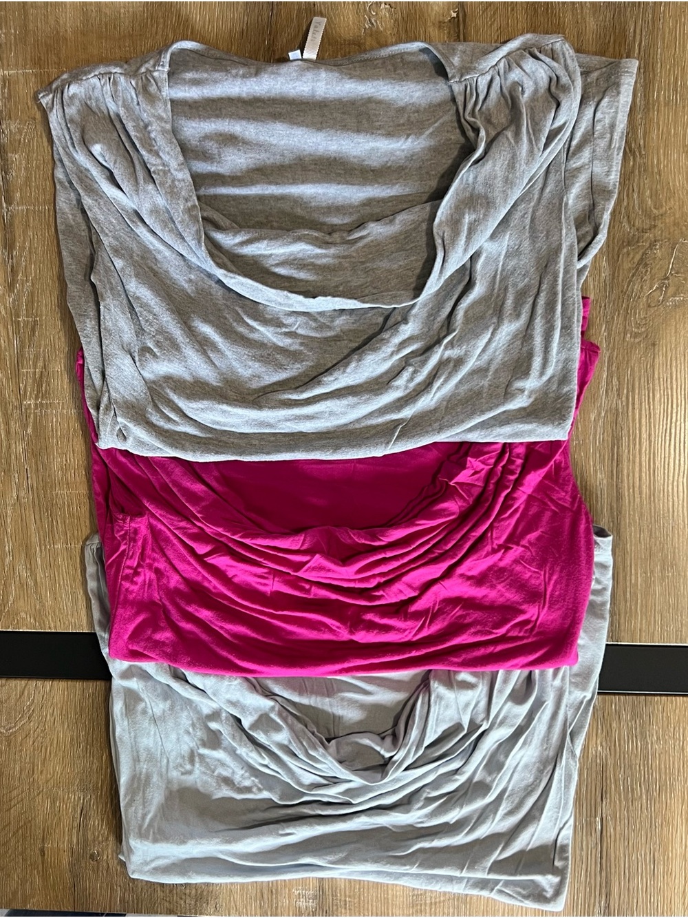 Set of 3 Maurices Studio Y Draped Neck Tanks - Ice Blue, Hot Pink & Gray